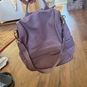 Lavender Leather Convertible Backpack Tote